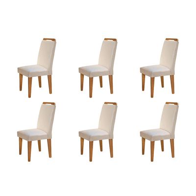 Conjunto Com 6 Cadeiras Athenas Rufato Imbuia/Veludo Creme
