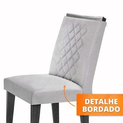 Conjunto Com 4 Cadeiras Para Sala de Jantar Milena Rufato Imbuia/Veludo Creme