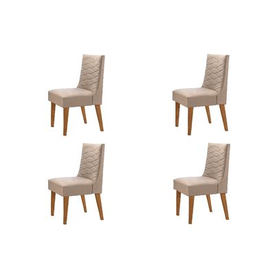 Conjunto Com 4 Cadeiras Safira Rufato Imbuia/Veludo Creme