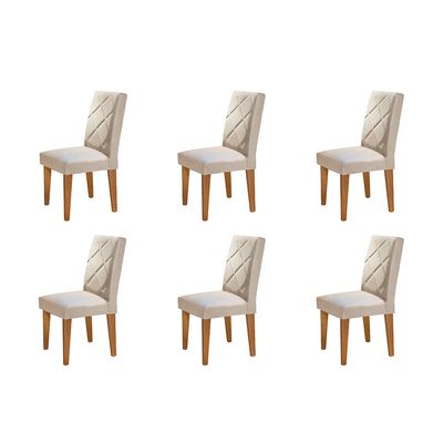 Conjunto Com 6 Cadeiras Olímpia Rufato Imbuia/Veludo Creme