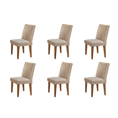 Conjunto Com 6 Cadeiras Para Sala de Jantar Milena Rufato Imbuia/Turim 07