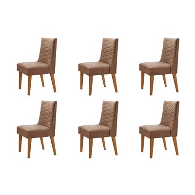 Conjunto Com 6 Cadeiras Safira Rufato Imbuia/Animale Chocolate