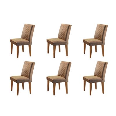 Conjunto Com 6 Cadeiras Para Sala de Jantar Milena Rufato Imbuia/Animale Chocolate
