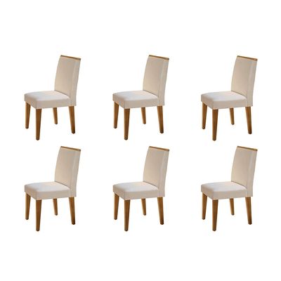 Conjunto Com 6 Cadeiras Para Sala de Jantar Lunara Rufato Imbuia/Veludo Creme