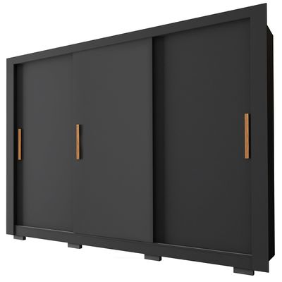 Guarda Roupa Casal Com 3 Portas 2 Gavetas 8 Pés Armo Preto