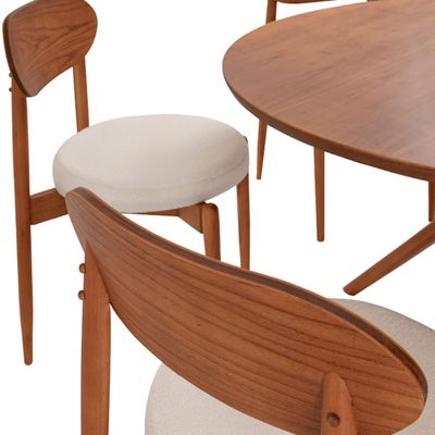 Conjunto Sala de Jantar Ballare 135cm Redonda com 4 Cadeiras em Madeira Moderna BouclÃª 01 Cinamomo Imbuia