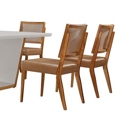 Conjunto Sala de Jantar Luna 180CM com 6 Cadeiras de Madeira Aila  Moderna Off