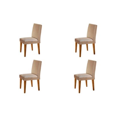 Conjunto Com 4 Cadeiras para Mesa de Jantar Grécia MDF Rufato Imbuia/Turim 07