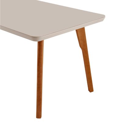 Conjunto Sala de Jantar Mesa Malta 160cm com Vidro e 6 Cadeiras Malta Gold em Madeira Moderna Linho Palha Off White Imbuia