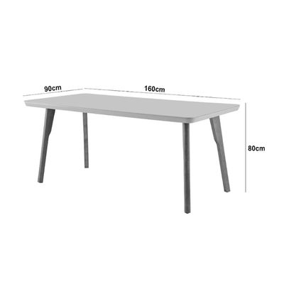 Conjunto Sala de Jantar Mesa Malta 160cm com Vidro e 6 Cadeiras Malta Gold em Madeira Moderna Linho Palha Off White Imbuia