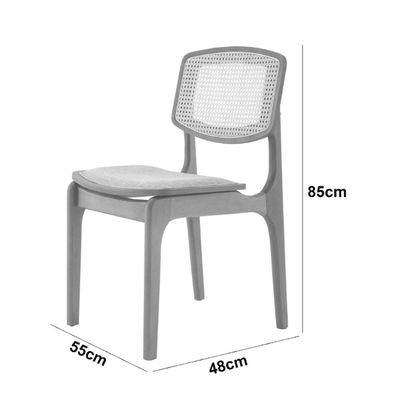 Conjunto Sala de Jantar Mesa Malta 160cm com vidro e 6 Cadeiras Malta Premium em Madeira Moderna Linho Palha Off White Imbuia