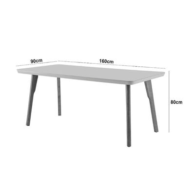 Conjunto Sala de Jantar Mesa Malta 160cm com Vidro e 6 Cadeiras Malta em Madeira Moderna Linho Palha Off White Imbuia