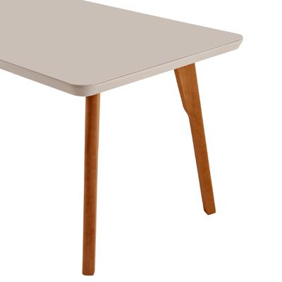 Conjunto Sala de Jantar Mesa Malta 160cm com Vidro e 6 Cadeiras Malta em Madeira Moderna Linho Palha Off White Imbuia