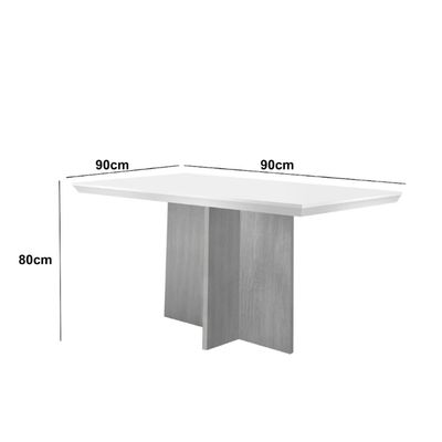 Conjunto Sala de Jantar Mesa Olímpia 90cm MDF Canto Copo e 4 Cadeiras Liz Moderna Turim / Off White / Imbuia