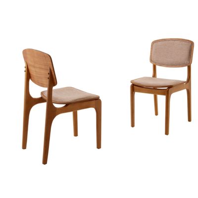 Conjunto Sala de Jantar Mesa Noronha 220cm com Vidro e 8 Cadeiras Malta em Madeira Moderna Linho Palha Off White Imbuia