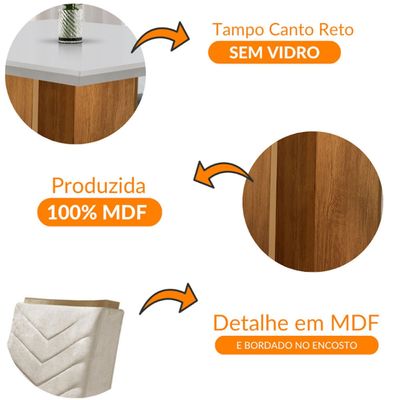 Conjunto Sala de Jantar Mesa Olímpia 90cm MDF Canto Reto e 4 Cadeiras Liz Moderna Lin.Grafite/Off White/Imbuia