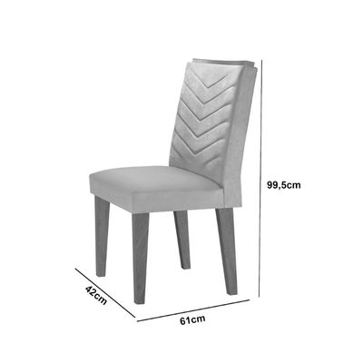 Conjunto Sala de Jantar Mesa Olímpia 90cm MDF Canto Reto e 4 Cadeiras Liz Moderna Vel. Marrom/Off White/Imbuia