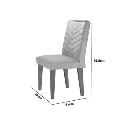 Conjunto Sala de Jantar Mesa Olímpia 90cm MDF Canto Copo e 4 Cadeiras Liz Moderna Vel. Capuccino Grafite Imbuia