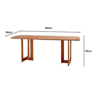 Conjunto Sala de Jantar Mesa Patros 180cm Madeira Tampo Laminado Barril com 6 Cadeiras Zoe Moderna Mobília Cinamomo Imbuia/Preta