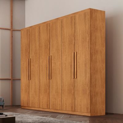 Guarda Roupa Casal Hera 6 Portas MDF Rufato Naturalle
