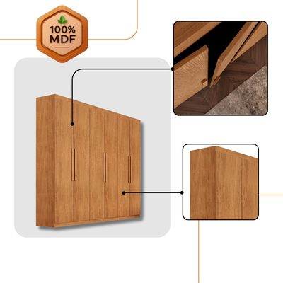 Guarda Roupa Casal Hera 6 Portas MDF Rufato Naturalle