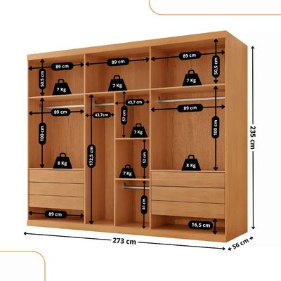 Guarda Roupa Casal Maya 100% MDF 6 Portas e 6 Gavetas - Rufato Naturalle