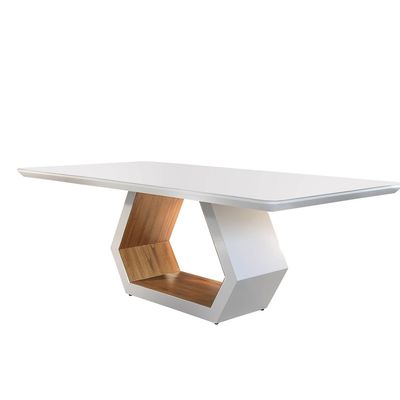 Mesa Ane 180cm Madeira e Vidro Mobillare Imbuia/Cinamomo