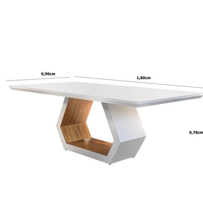 Mesa Ane 180cm Madeira e Vidro Mobillare Imbuia/Cinamomo
