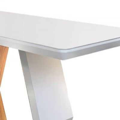 Mesa Ane 220cm Madeira e Vidro Mobillare Off White Imbuia/Cinamomo