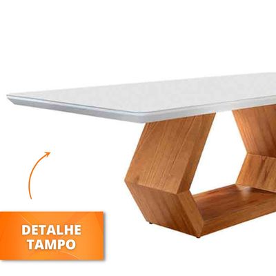 Mesa Ane 180cm Madeira e Vidro Mobillare Off White/Imbuia