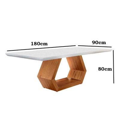Mesa Ane 180cm Madeira e Vidro Mobillare Off White/Imbuia