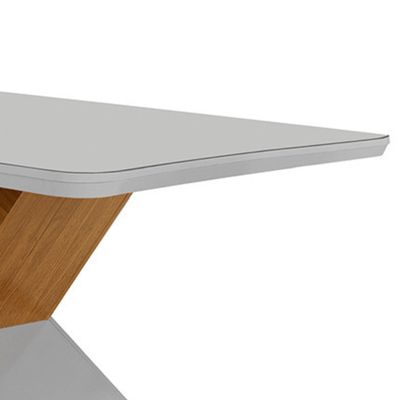 Mesa de Jantar Aster 180cm Tampo em MDF e Vidro Canto Copo Off