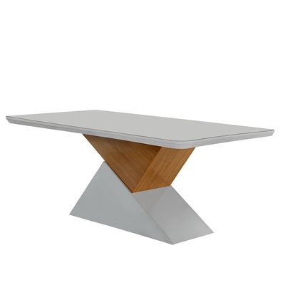 Mesa de Jantar Aster 180cm Tampo em MDF e Vidro Canto Copo Off