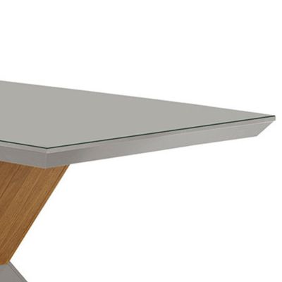 Mesa de Jantar Aster 180cm Tampo em MDF e Vidro Canto Reto Off