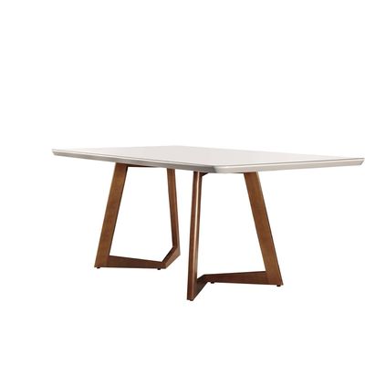 Mesa de Jantar Munique 220cm Madeira com Vidro Mobillare Imbuia/Cinamomo