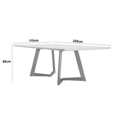 Mesa de Jantar Munique 220cm Madeira com Vidro Mobillare Imbuia/Cinamomo