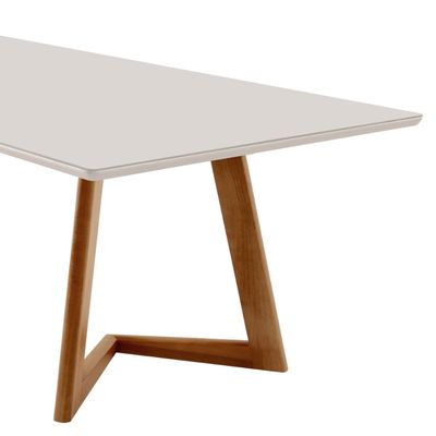 Mesa de Jantar Munique 220cm Madeira com Vidro Mobillare Imbuia/Cinamomo