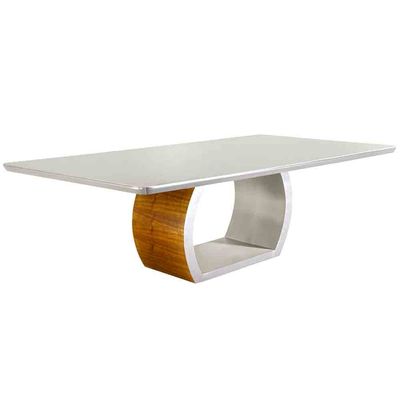 Mesa para Sala de Jantar Ellis 220cm em Madeira Maciça Mobillare Off White/Imbuia