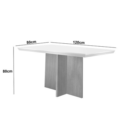 Mesa para Sala de Jantar Olimpia 120cm em MDF e Vidro Canto Reto Off