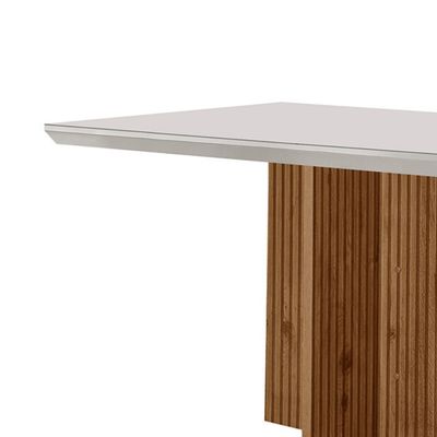 Mesa para Sala de Jantar Olimpia 120cm em MDF e Vidro Canto Reto Off