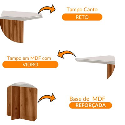 Mesa para Sala de Jantar Olimpia 120cm em MDF e Vidro Canto Reto Off