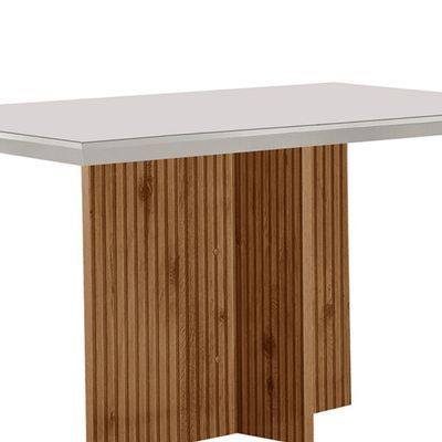 Mesa para Sala de Jantar Olimpia 120cm em MDF e Vidro Canto Reto Off