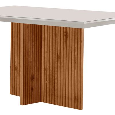 Mesa para Sala de Jantar Olimpia 120cm em MDF e Vidro Canto Reto Off