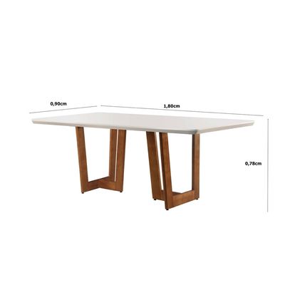 Mesa Patros 180 cm Madeira e Vidro Mobillare Imbuia/Cinamomo