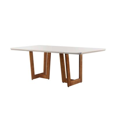 Mesa Patros 180 cm Madeira e Vidro Mobillare Imbuia/Cinamomo