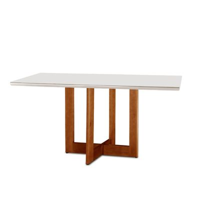 Mesa para Sala de Jantar Patros 120cm Madeira com Vidro Moderna Mobília Imbuia/Cinamomo