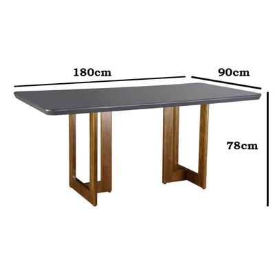 Mesa Patros 180 cm Madeira e Vidro Mobillare Grafite com Imbuia