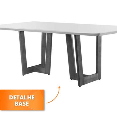 Mesa Patros 180 cm Madeira e Vidro Mobillare Grafite com Imbuia