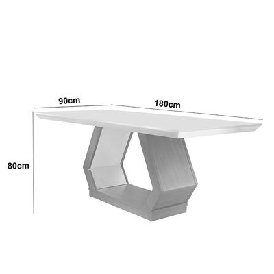 Mesa Sala de Jantar Lara 180cm Em MDF e Vidro Canto Copo Off