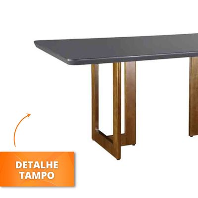 Mesa Patros 180 cm Madeira e Vidro Mobillare Grafite com Imbuia